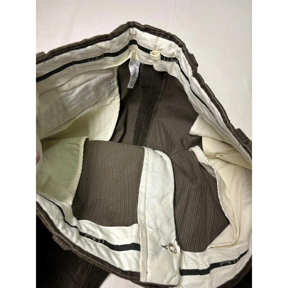 LL Bean Mens‎ Corduroy Pants Brown Straight Fit Waist 38X30 Cotton Blend Casual - Picture 4 of 13